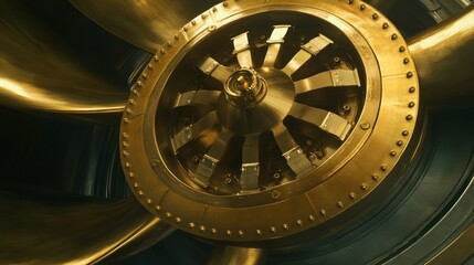Poster - Golden Industrial Propeller Close Up Detail