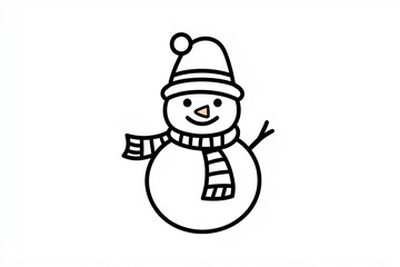 Fototapete - Outline of a snowman with a scarf and hat.