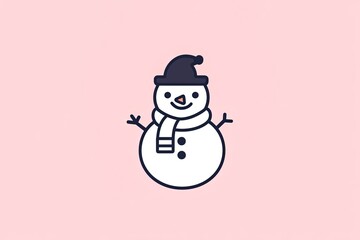 Fototapete - Outline of a snowman with a scarf and hat.