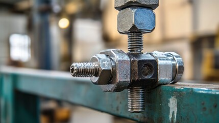 Poster - Industrial Metal Fixture with Bolts and Nuts