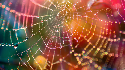 spider web with dew drops