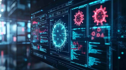 Poster - Sleek Modern Computer Interface Displaying Real-Time Data Visuals