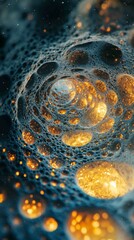Poster - Surreal Cosmic Vortex with Holes in a Nebula of Golden Light