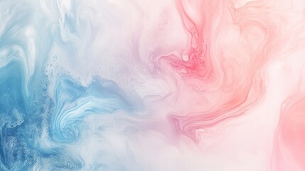 Poster - Abstract Fluid Art Pastel Swirls of Blue and Pink Hues