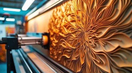 Poster - Intricate laser cut floral artwork being produced by machine