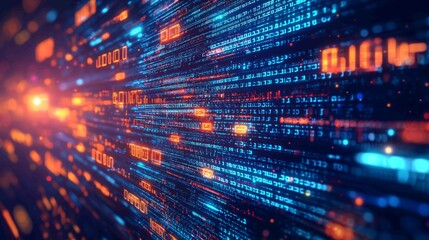 Poster - Vibrant Cyber Defense System with Dynamic Data Flow and Visual Effects