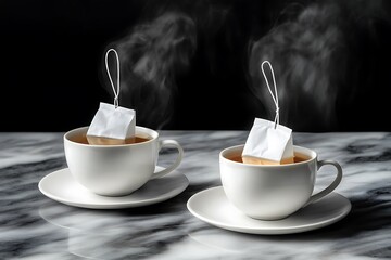 Poster - Steaming Hot Tea in Delicate Cups