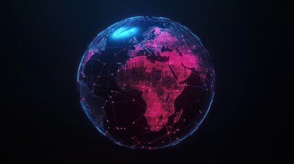 Aufkleber - digital earth globe with connected points and illuminated continents