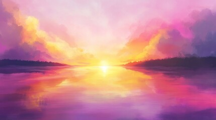 Poster - Vivid sunset colors reflecting on the water in a serene landscape