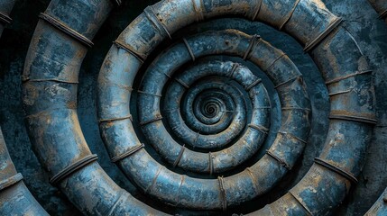 Poster - Abstract Composition of Spiral Air Pipes Interwoven in Background