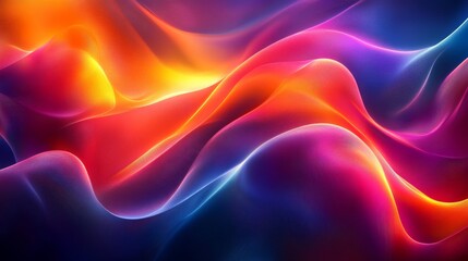 Poster - stunning 3d abstract backdrop with a luminous neon composition of bright, glowing, curvy lines and s