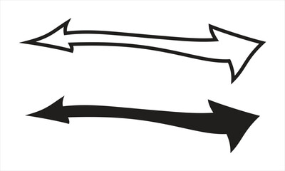 Fototapete - Set of black and white arrows. Double Headed arrow in white and black on white background.  Arrow sign. Arrow indicated the direction symbol. Double ended arrow illustration.