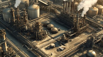 Poster - Aerial View of an Industrial Refinery Complex