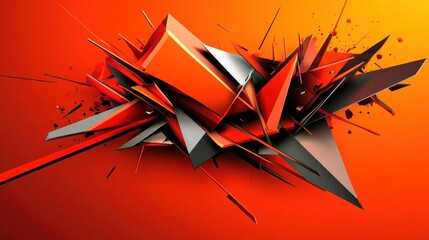 Wall Mural - Abstract Orange and Gray Geometric Explosion