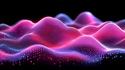 Poster - Abstract Particle Landscape with Vibrant Gradient and Flowing Form