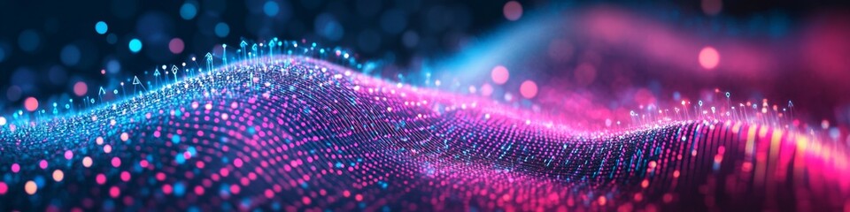 Poster - Data Visualization, Dynamic Futuristic Financial Information Network, Abstract Background.