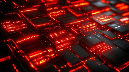 Poster - Glowing Red Neural Network Interconnects and Advanced Circuitry Design