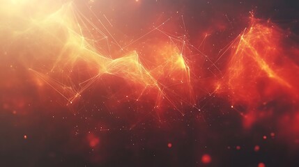Poster - Interconnected Network of Glowing Data Points in Warm Tones Background