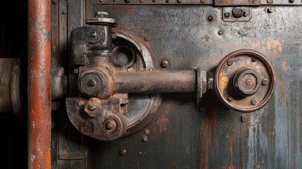 Poster - Rusty Industrial Machine Panel Detail Close Up
