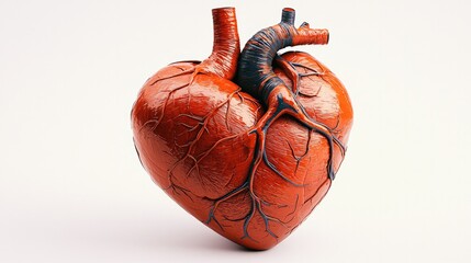 Poster - Red human heart isolated on white background.