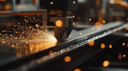 Poster - Industrial Metal Cutting Machine Sparks Flying