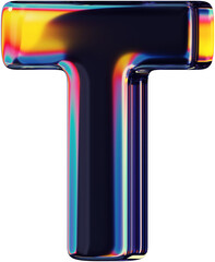 Fototapete - 3d rendered colorful smooth letter with rainbow reflections