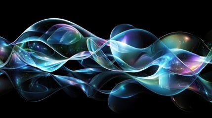 Poster - Abstract Blue And Purple Light Waves Flowing