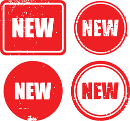 Wall Mural - pixel perfect red icon set of a new sale tag sticker, button, stamp, coupon, ribbon, mark, label. is