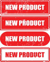 Wall Mural - red rectangular icon set of a new product sale tag sticker, button, stamp, coupon, ribbon, mark, lab