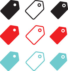 Wall Mural - blank empty label, price tag, sticker, button, stamp, coupon, ribbon, mark, icon set for shopping. i