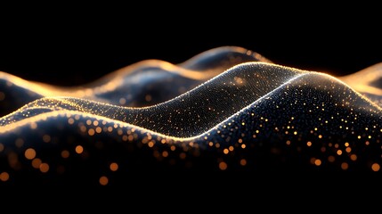 Aufkleber - Undulating surface of glowing particles, a mesmerizing abstract rendering