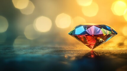 Aufkleber - Colorful diamond reflects vibrant light against blurred background texture