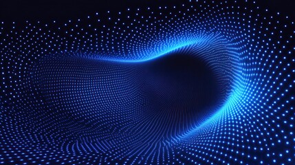 Poster - abstract blue tunnel of light dots: a modern futuristic background