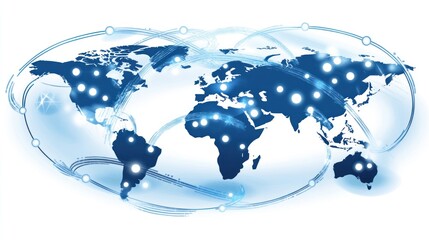 Poster - World map illustration showing global network and connections