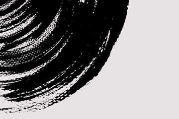 Poster - Abstract curve brush background with copy space for your text. Vector design. Black painted rounded shape isolated on white. Grunge illustration in Japanese style