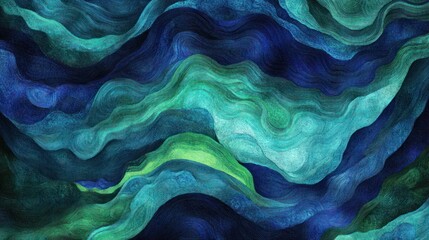 Poster - Abstract Blue Green Wave Pattern Artwork