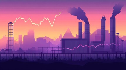 Poster - Industrial Cityscape Reflecting Economic Growth Trends