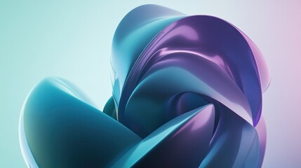 Aufkleber - Abstract Teal And Purple Fluid Sculpture Design