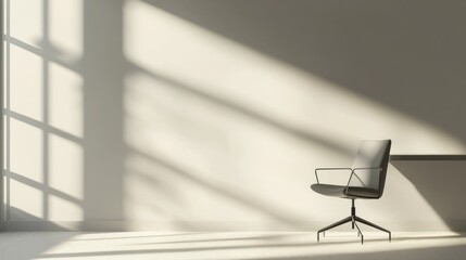 Poster - Office chair sits in a room filled with sunlight
