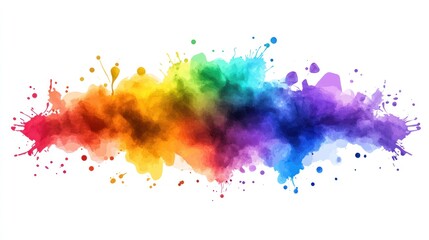 Poster - Abstract Rainbow Watercolor Splashes Design