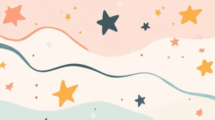 Poster - Abstract Pastel Starry Night Sky Design