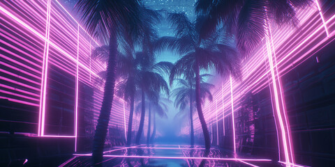 Wall Mural - Neon Palm Trees