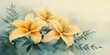 © Oleksandr - A painting of three yellow flowers with green leaves. The flowers are in the foreground and the leaves are in the background. The painting has a serene and peaceful mood, with the flowers