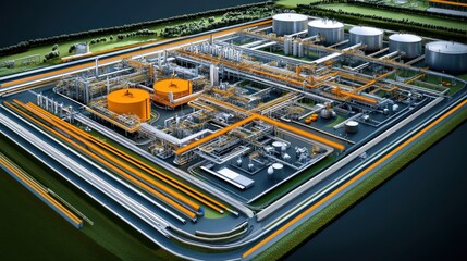 Poster - Aerial View of an Industrial Refinery Complex