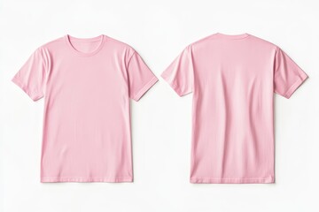 Wall Mural - Light pink t shirt mockup front and back on white background