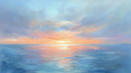 Poster - Serene Seascape Sunset Peaceful Ocean Colors