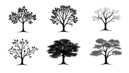 silhouette tree set 
