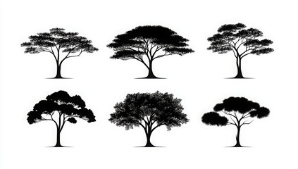 silhouette tree set 

