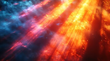 dazzling array of colorful light beams symbolizing artistic storytelling and motion