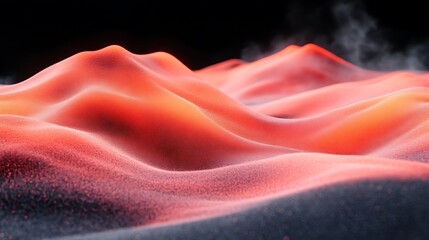 Poster - Abstract fiery mountain range landscape with a surreal and misty atmosphere